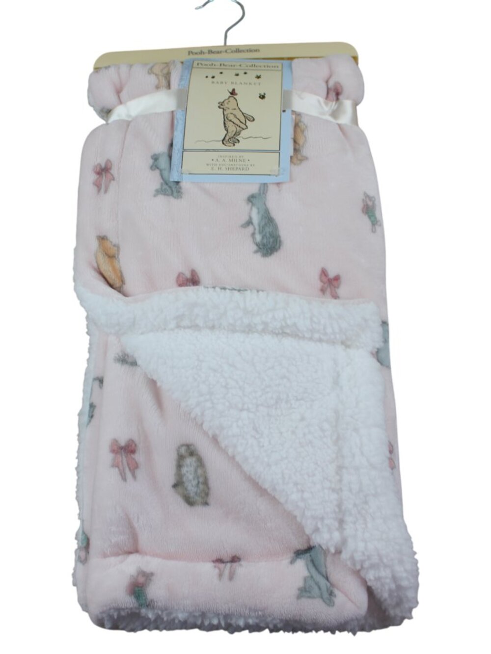 Winnie the Pooh Bear Collection Pink Bow Baby Blanket Fleece Girls Sherpa NWT